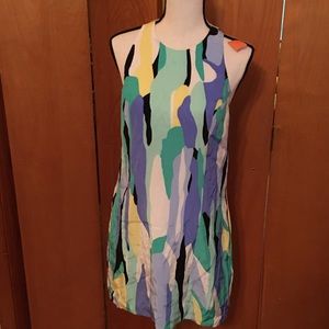 Multi-colored shift dress, size 4, silk chiffon